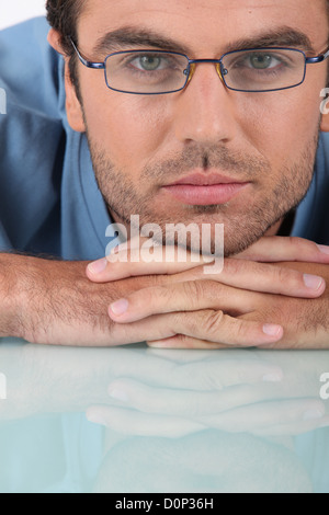 Man wearing glasses Stock Photo