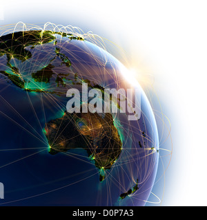 Main air routes in Australia and Oceania Stock Photo