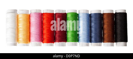 Sewing threads multicolored isolated on white Stock Photo