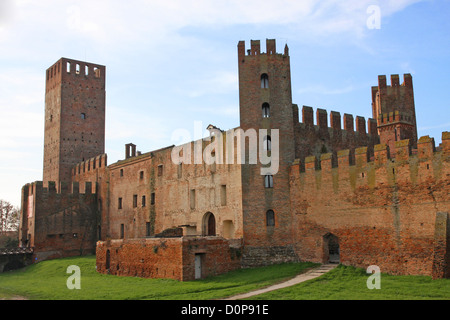 spires and towers of the medieval castle of Montagnana in Italy Stock Photo