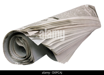 Close-up of a rolled up newspaper Stock Photo