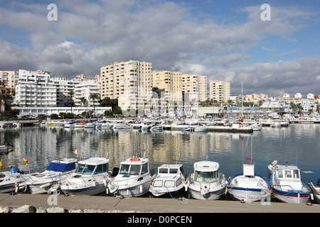 Fishing boats in the port of Estepona, Costa del Sol, Andalusia Spain Stock Photo