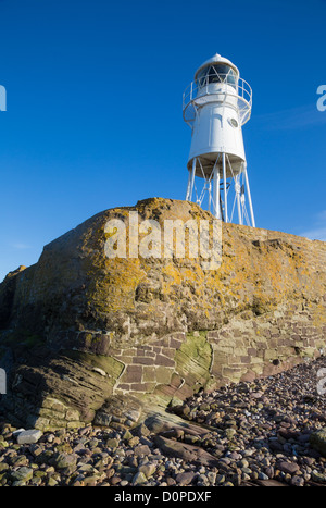 Black Nore Point lighthouse near Portishead on the Severn Estuary in Somerset England Stock Photo