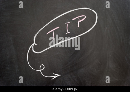 Tip word and sign drawn on the chalkboard Stock Photo