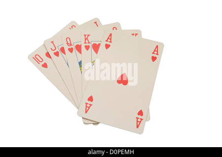 Royal Flush In Hearts Stock Photo