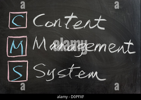 CMS,Content management system, written on the chalkboard Stock Photo