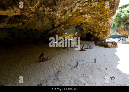 Rocky Grotto on Suluban Beach on Bali, Indonesia Stock Photo