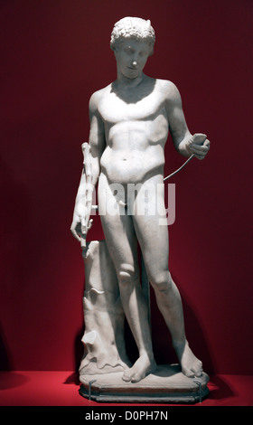 Ancient marble sculpture of Pan, the Greek god of nature and shepherds. From the collection of the National Museum of Antiquities (RMO) in Leiden. Stock Photo