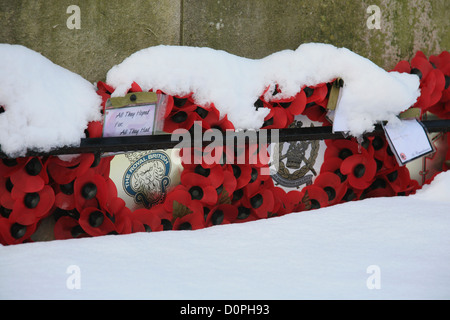 Rememberance Day poppy wreaths at Harrogate at cenotaph Stock Photo