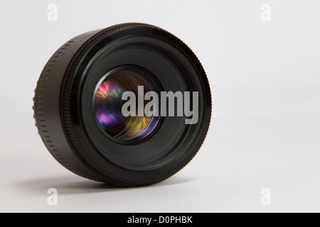 photographic lens against white background Stock Photo