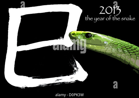 According to the Chinese zodiac, 2013 will be the year of the Snake. The chinese letter means SNAKE Stock Photo