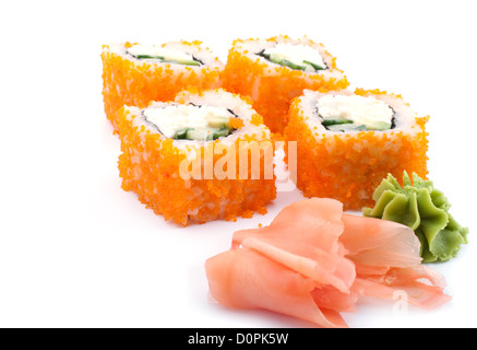Japan food sushi set on white background Stock Photo