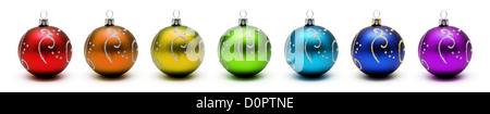 Christmas rainbow of balls isolated on white background Stock Photo