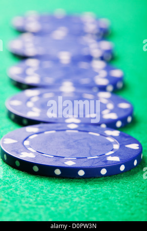 Blue chips in a row Stock Photo