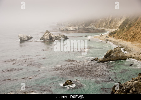 Misty Day on the Big Sur Coast Stock Photo