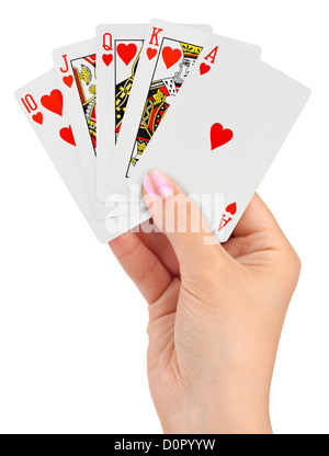 Playing cards in hand Stock Photo