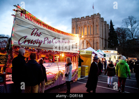 Christmas market scene, Abbeygate Bury St Edmunds Suffolk England UK Stock Photo