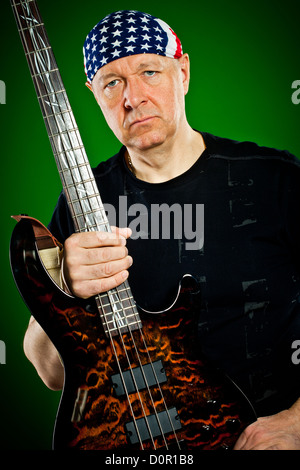 man with a guitar, bass player Stock Photo