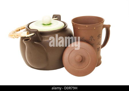 Ceramic ware for tea isolated on the white Stock Photo