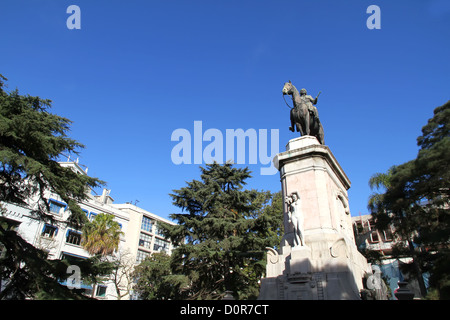 Statue of Bruno Mauricio de Zabala in the Plaza Zabala in Montevideo, Uruguay, South america. Stock Photo