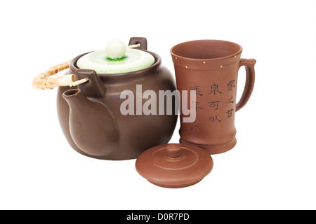 Ceramic ware for tea isolated on the white Stock Photo