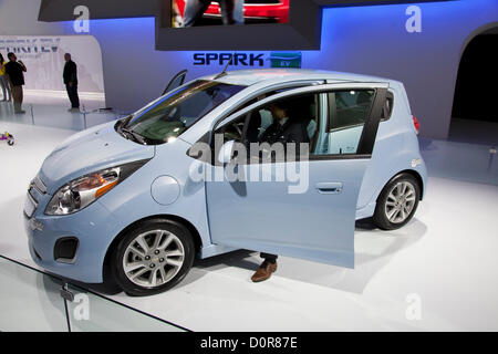 2013 Chevy Spark EV. New 2013 Electric and Hybrid Green cars are featured at the Los Angeles Auto show on November 29, 2012. Los Angeles Convention Center, California, USA Stock Photo