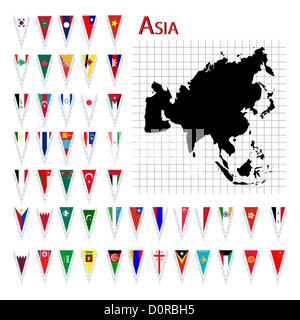 Flags of Asia Stock Photo