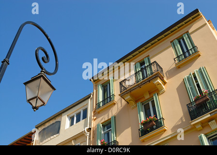 Lantern in front of residential house Stock Photo