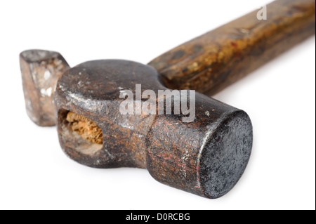 Vintage hammer isolated on white Stock Photo