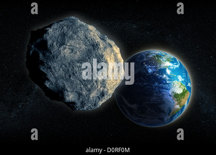 Large Asteroid closing in on Earth Stock Photo