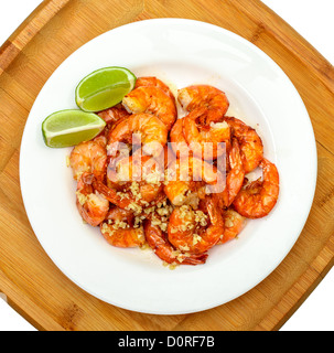 Fried King Prawns Served in Plate Stock Photo