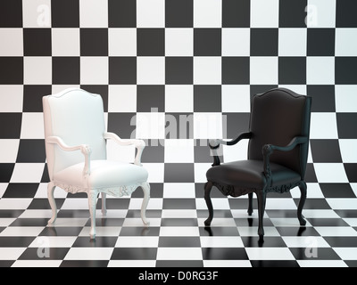 Black and white chairs Stock Photo