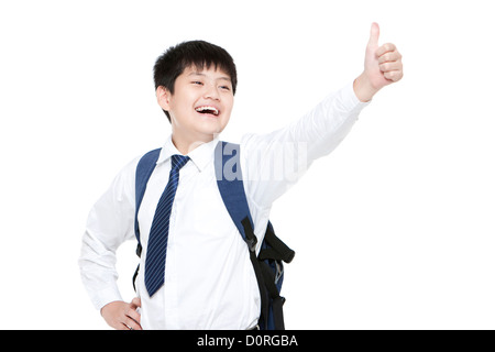 schoolboy showing thumbs up Stock Photo - Alamy
