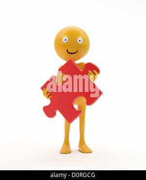 Smiley holding a jigsaw puzzle Stock Photo