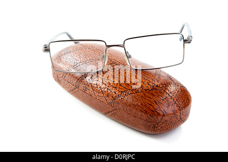 glasses in a case isolated on a white Stock Photo