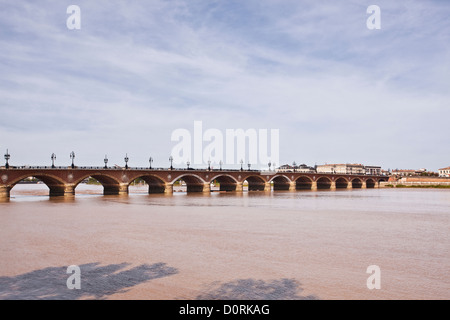 The Pont de Pierre in Bordeaux, France. Stock Photo