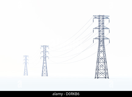 high voltage power lines Stock Photo