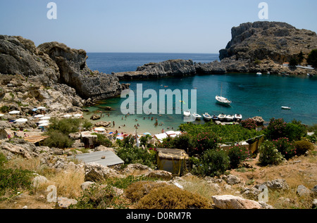 st pauls bay lindos rhodes dodecanese islands greece Stock Photo