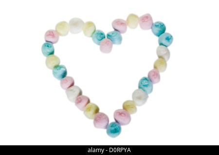 Close-up of a heart shape made from colorful cotton balls Stock Photo