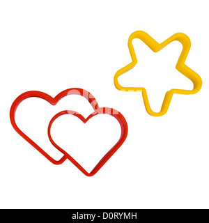 Close-up of a star and a heart shaped cookie cutters Stock Photo