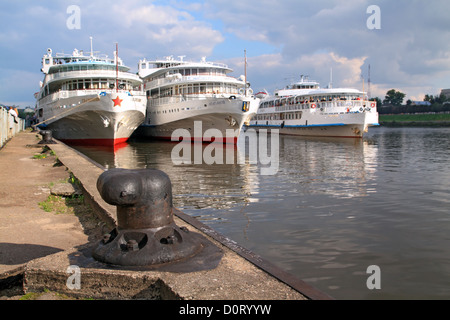 motor ships on quay Stock Photo