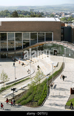 The Forum Exeter University, Exeter, United Kingdom. Architect: Wilkinson Eyre Architects, 2012. Elevated view of undulating gri Stock Photo