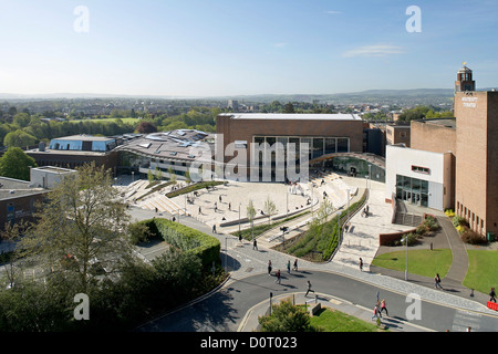 The Forum Exeter University, Exeter, United Kingdom. Architect: Wilkinson Eyre Architects, 2012. General elevated view of campus Stock Photo
