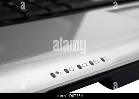 Close-up of LED indicators of a laptop Stock Photo