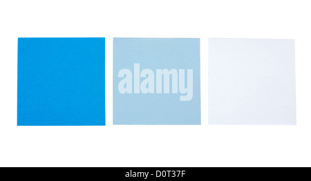 Close-up of three blank adhesive notes Stock Photo