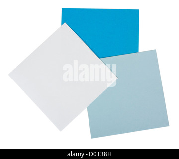 Close-up of three blank adhesive notes Stock Photo