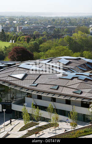 The Forum Exeter University, Exeter, United Kingdom. Architect: Wilkinson Eyre Architects, 2012. Elevated view of undulating gri Stock Photo