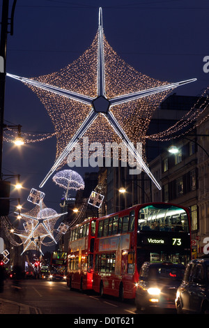 Christmas, Lights, Oxford Street, London, England, Europe, night Stock Photo