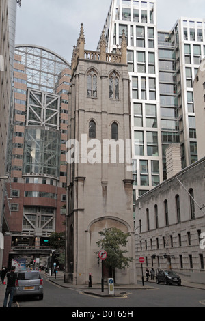 Saint Alban Church Tower, Wood Street in the City of London, UK. Stock Photo