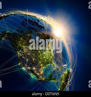 Main air routes in North America Stock Photo